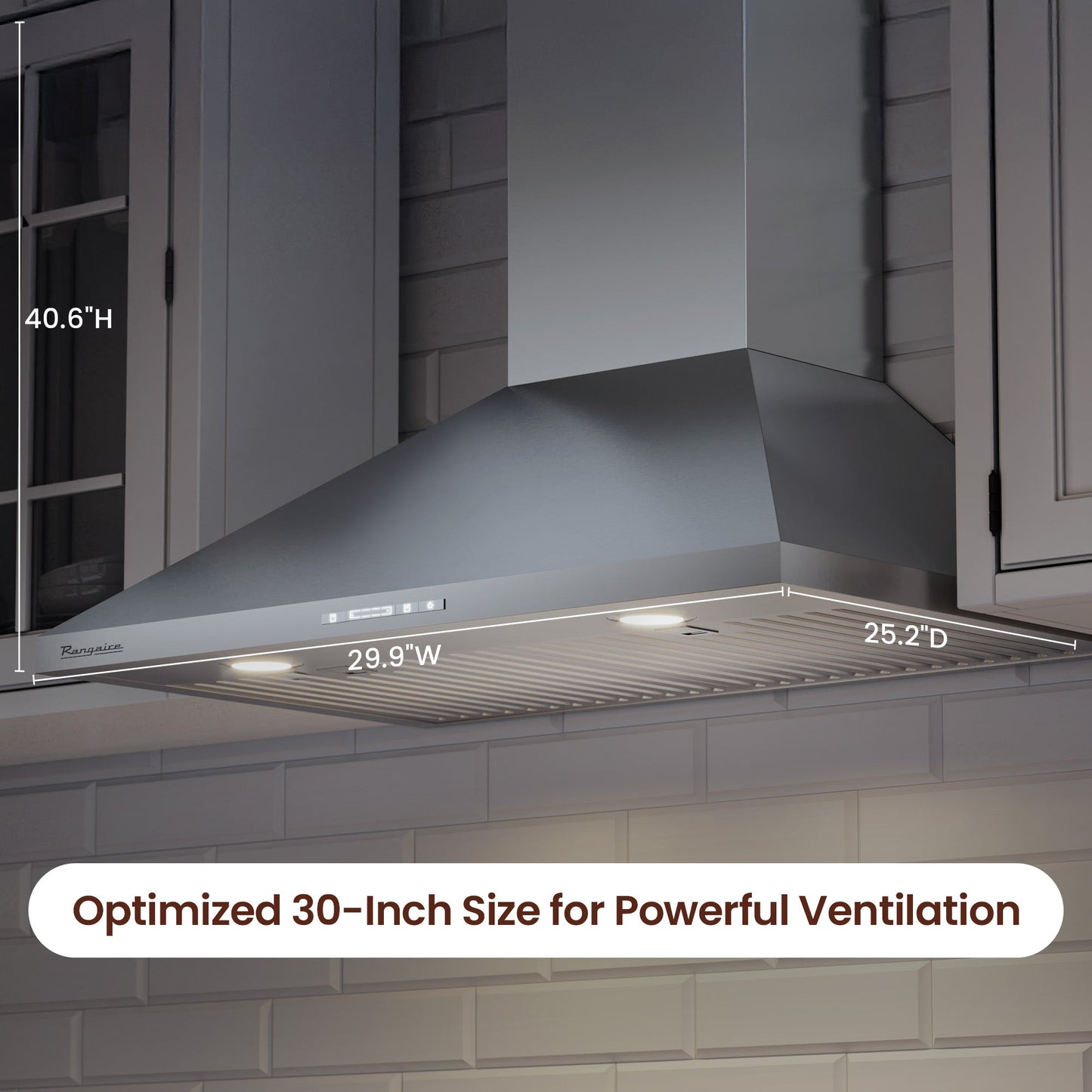 Rangaire 30" Wall-Mounted Range Hood 580 CFM Convertible Stainless Steel RHWMP30S