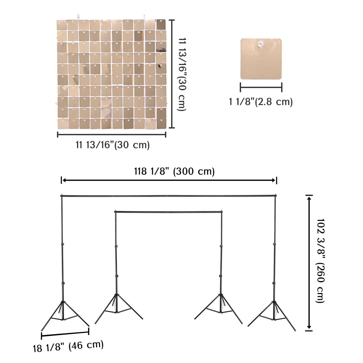 Yescom 10'x8.5' Sequin Shimmer Wall Backdrop (Tripod Stand Included)