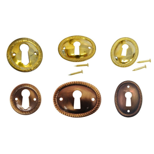Brass Keyhole Cover with Roped Edge