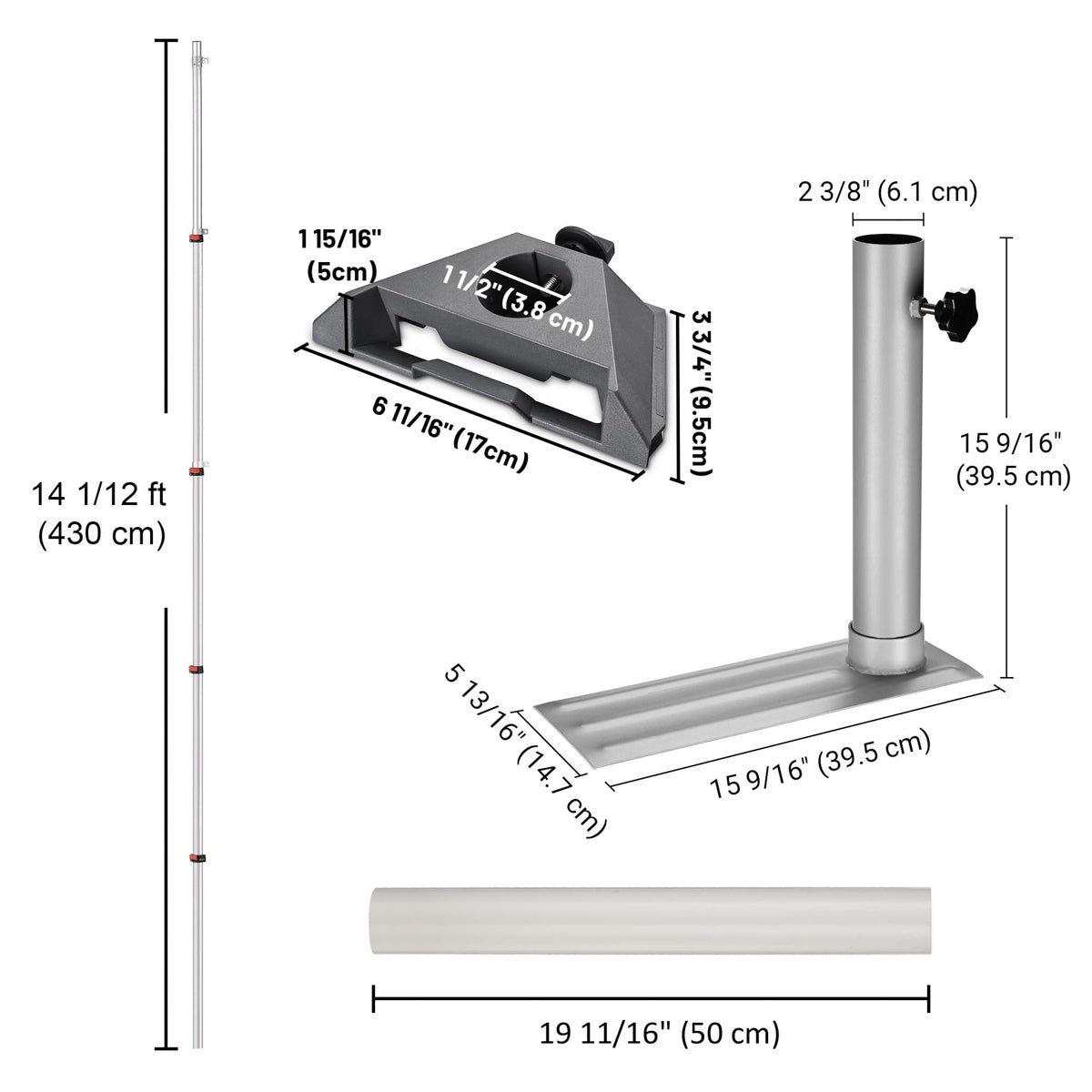 Yescom 14' Starlink Mini Pole Mount D2.75" with Tire Mount