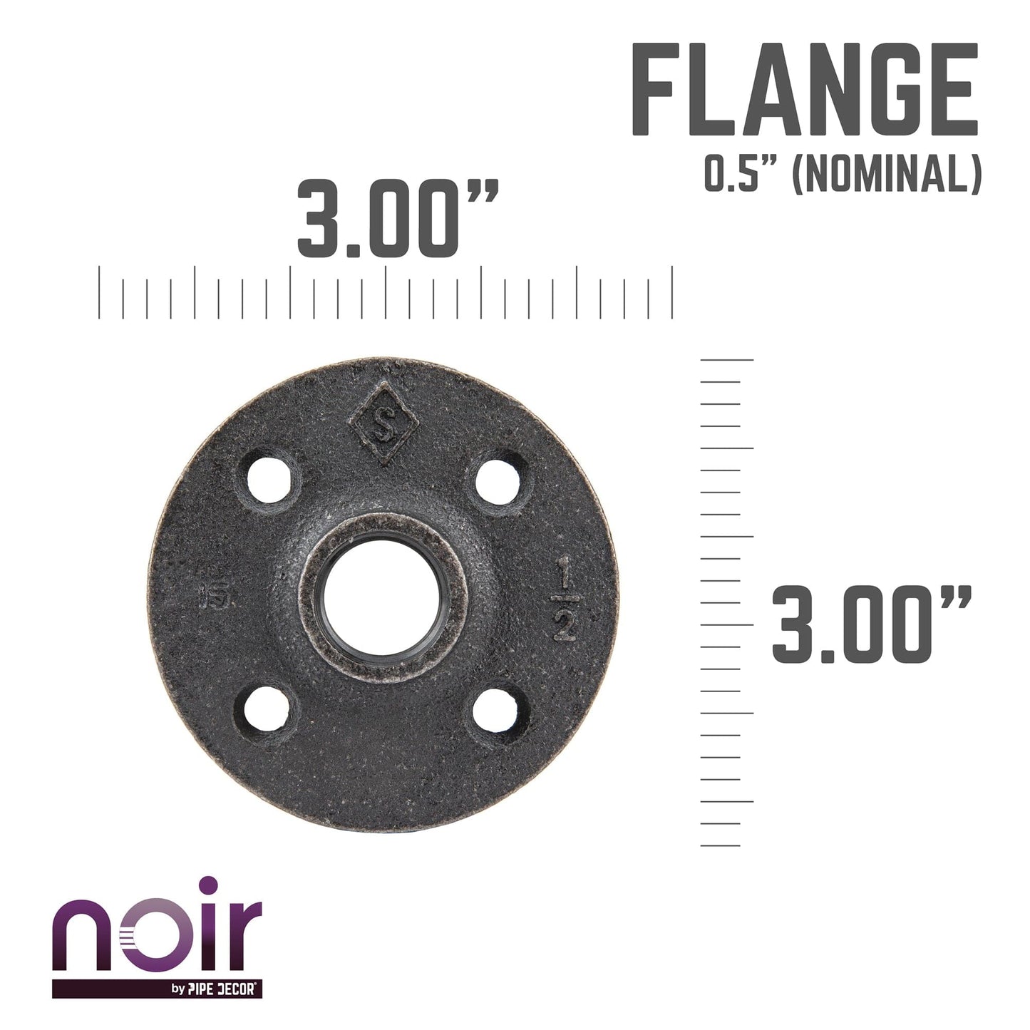 1/2 in. Prefinished Matte Black Floor Flange