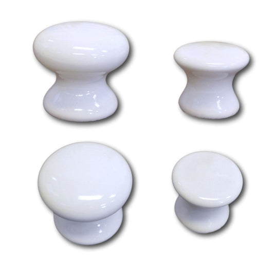 Porcelain Knob, 1" or 1.25" White  - Rear Mounted
