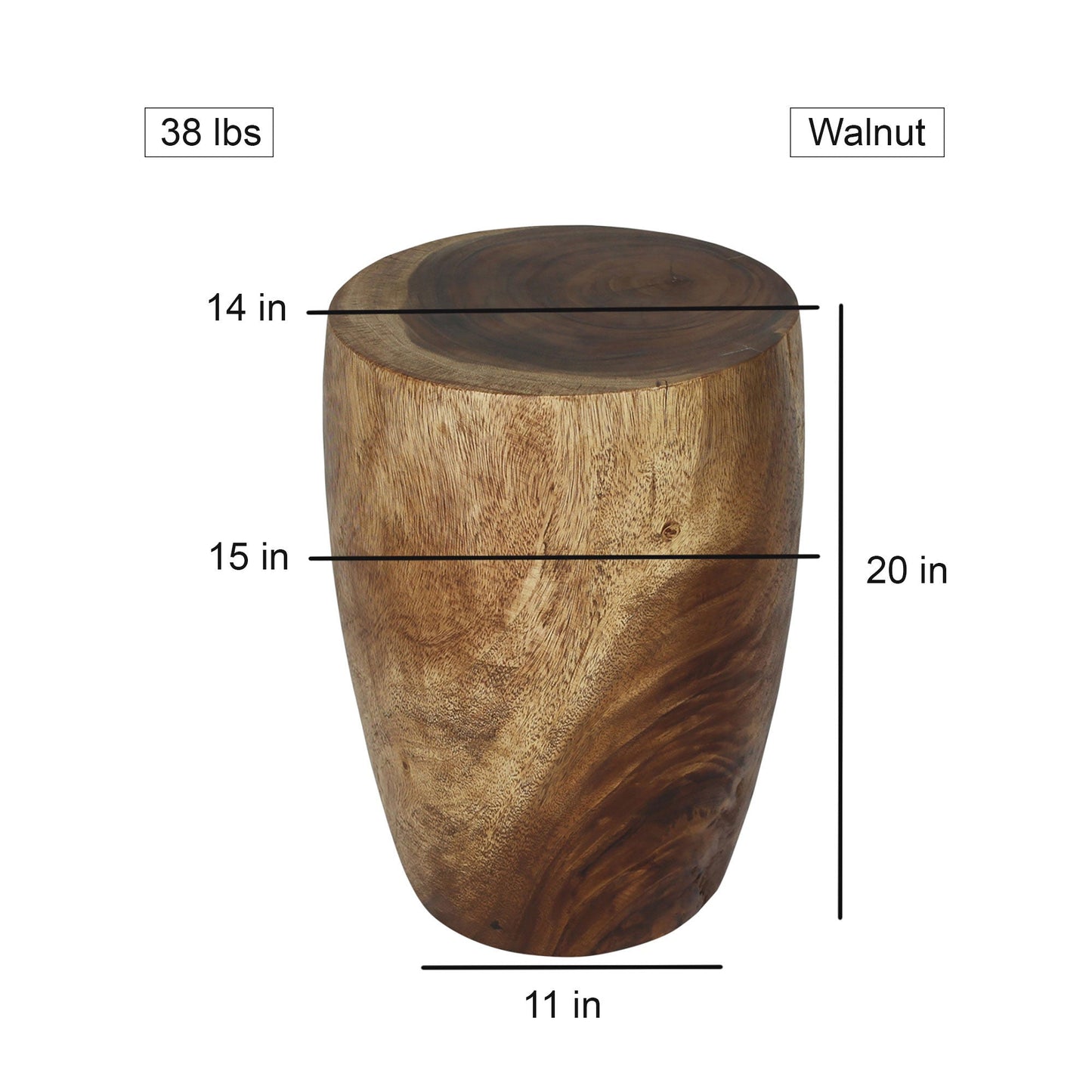 Haussmann Wood Merlot End Table 15 D x 20 inch Height Walnut Oil