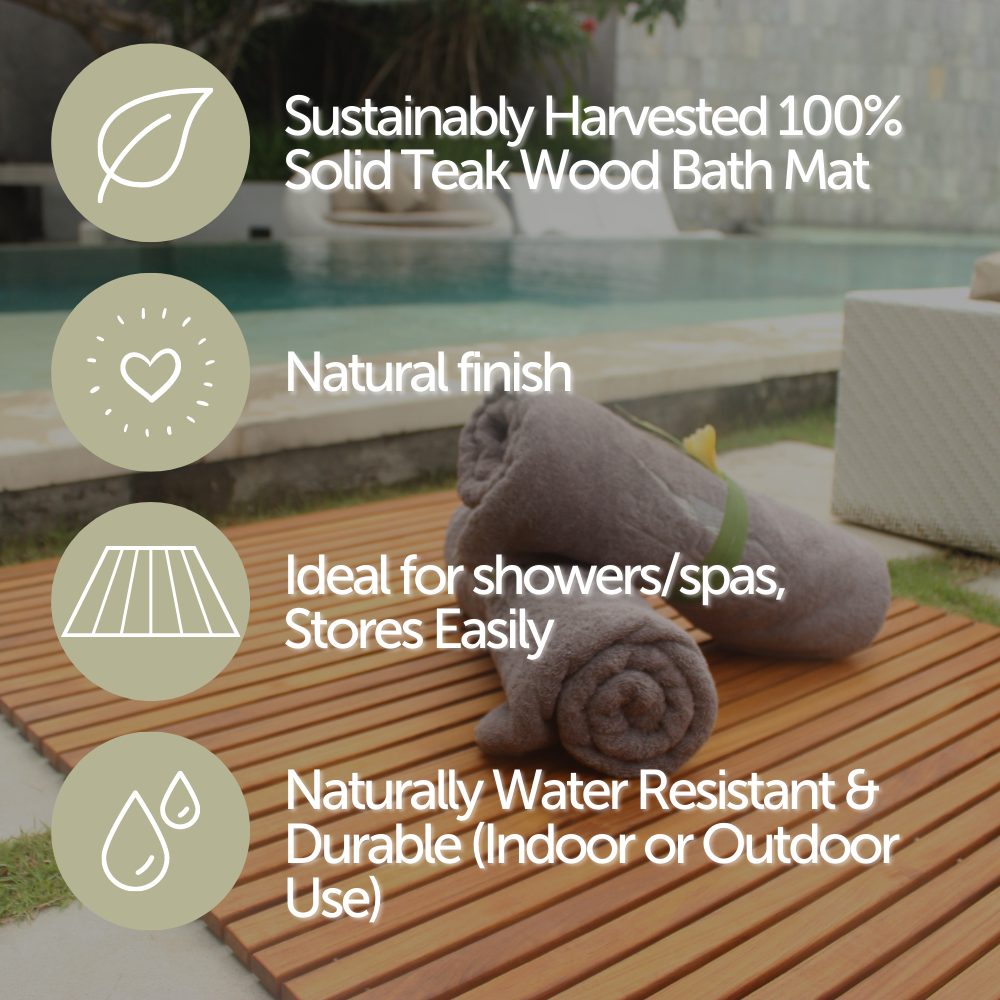 Juno Oiled Teak Shower and Bath Mat with Frame 23.6″ x 17.7″