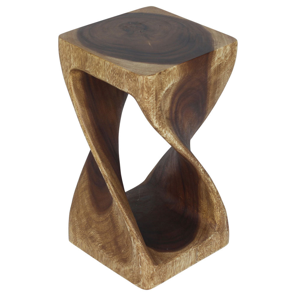 Haussmann Original Wood Twist End Table 10x10x18 in Height Walnut Oil