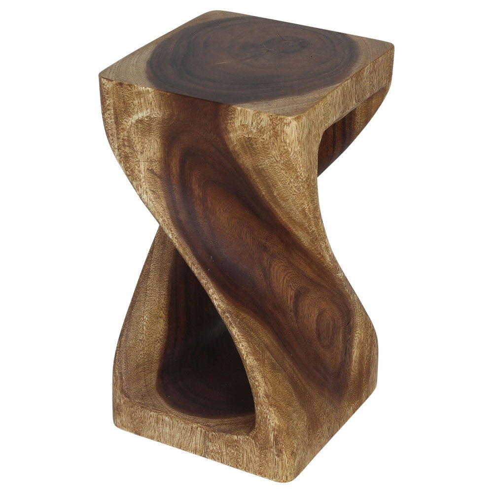 Haussmann Original Wood Twist End Table 10x10x18 in Height Walnut Oil