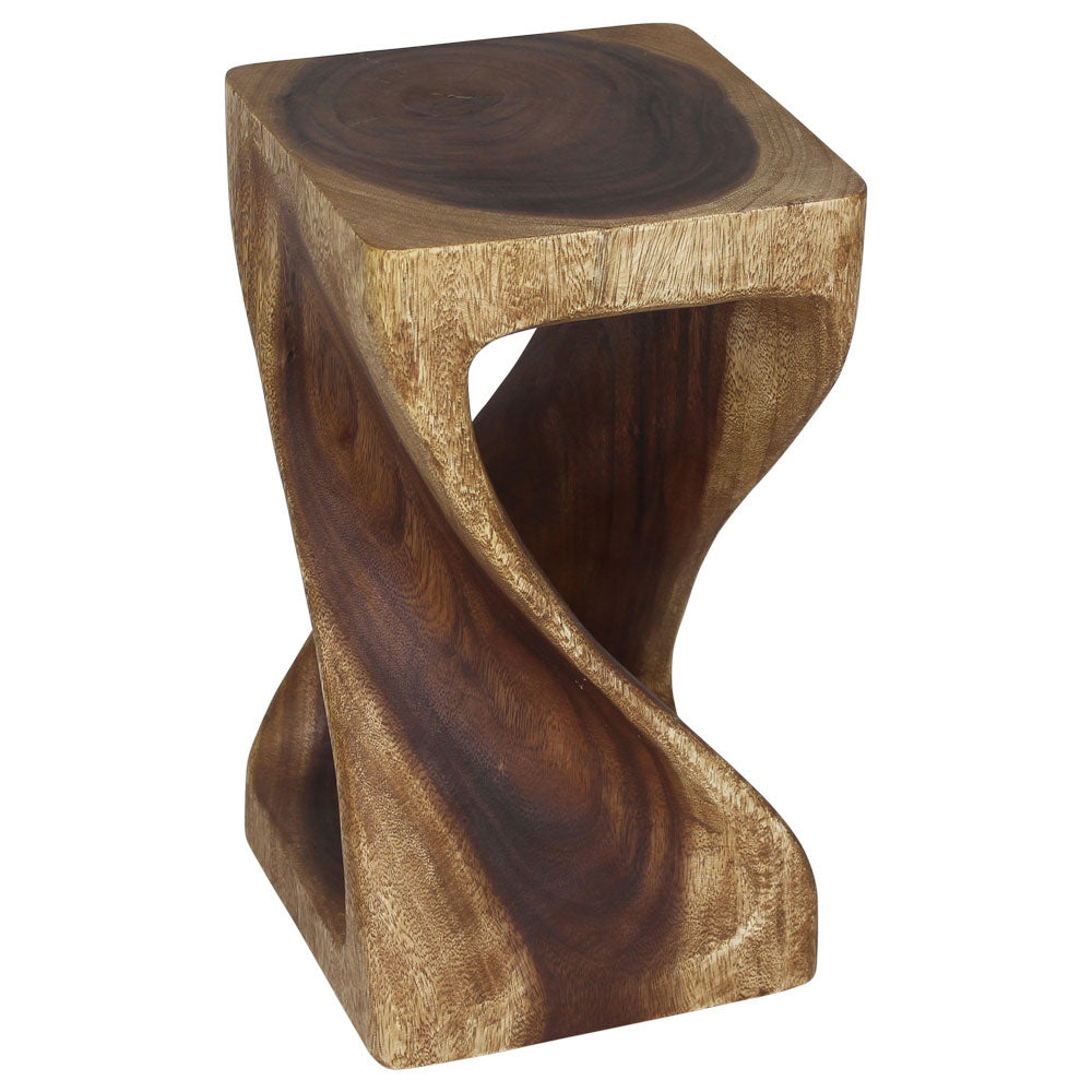 Haussmann Original Wood Twist End Table 10x10x18 in Height Walnut Oil