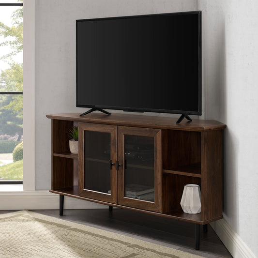 Clyde 48" Simple Glass Door Corner TV Stand