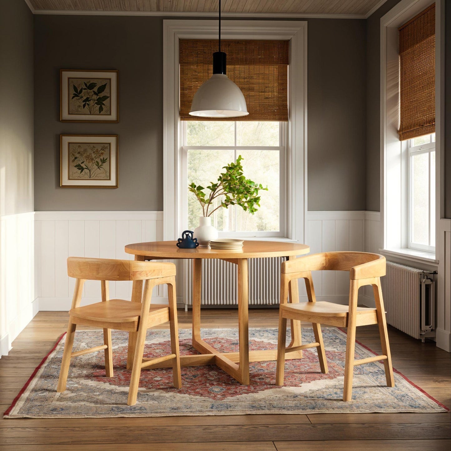 Ezra Modern Solid Wood Rounded Back Dining Chair (Set of 2)