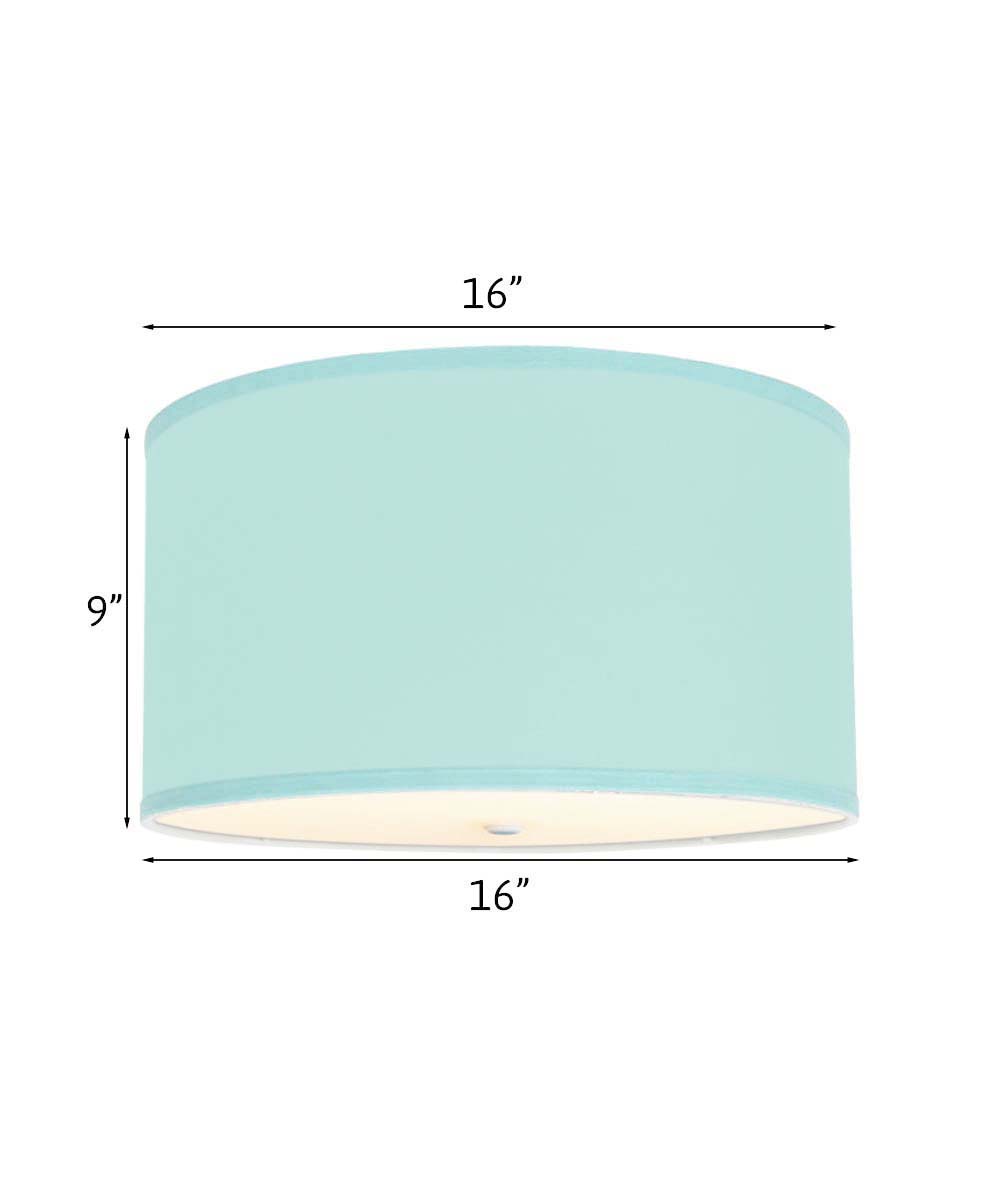 Moderne Flush Mount Conversion Kit 16"w Island Paradise Linen Drum Lampshade