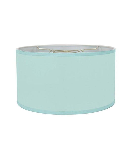 16x16x9 Island Paradise Aqua Linen Hardback Shallow Drum Lampshade